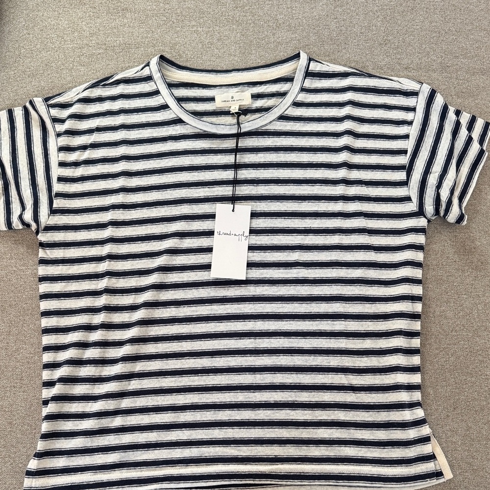 Thread & Supply Navy and White Striped Tee
